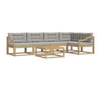 vidaXL Set di divani da esterno 6 pcs Bianco e Grigio Chiaro, Set di mobili da esterno moderno, divano resistente agli agenti atmosferici, sezionale elegante per il giardino