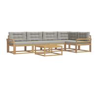 vidaXL Set di divani da esterno 6 pcs Bianco e Grigio Chiaro, Set di mobili da esterno moderno, divano resistente agli agenti atmosferici, sezionale elegante per il giardino