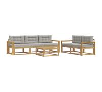 vidaXL Set di divani da esterno 6 pcs Bianco e Grigio Chiaro, Set di mobili da giardino moderno, collezione divani all'aperto, lounge in giardino, postazione in piscina