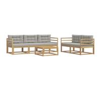 vidaXL Set di divani da esterno 6 pcs Bianco e Grigio Chiaro, Set di mobili da giardino moderno, collezione divani all'aperto, lounge in giardino, postazione in piscina
