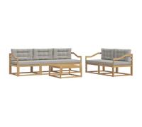 vidaXL Set di divani da esterno 6 pcs Bianco e Grigio Chiaro, Set di mobili da giardino moderno, collezione divani all'aperto, lounge in giardino, postazione in piscina