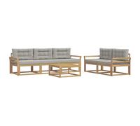 vidaXL Set di divani da esterno 6 pcs Bianco e Grigio Chiaro, Set di mobili da giardino moderno, collezione divani all'aperto, lounge in giardino, postazione in piscina