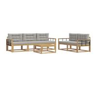 vidaXL Set di divani da esterno 6 pcs Bianco e Grigio Chiaro, Set di mobili da giardino moderno, collezione divani all'aperto, lounge in giardino, postazione in piscina