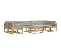 vidaXL Set di divani da esterno 6 pcs Bianco e Grigio Chiaro, Set Divano da Esterno, Sedute Modulari Moderne, Mobili da Giardino in Legno di Acacia, Lounge per Patio