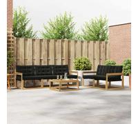 vidaXL Set di divani da esterno 6 pcs Bianco e Nero 79 x 79 x 37 cm, Divano da giardino, sezione moderna, lounge resistente, mobili outdoor, posti in terrazza, set comodo