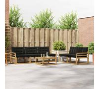 vidaXL Set di divani da esterno 6 pcs Bianco e Nero 79 x 79 x 37 cm, Divano da giardino, sezione moderna, lounge resistente, mobili outdoor, posti in terrazza, set comodo