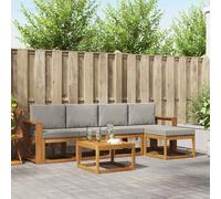 vidaXL Set di divani da esterno 6 pcs Grigio Naturale e Chiaro