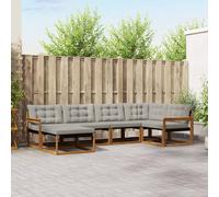 vidaXL Set di divani da esterno 6 pcs Grigio Naturale e Chiaro, Set di divani da giardino, lounge moderna, mobili resistenti, seduta in legno acacia, facile da pulire per esterni