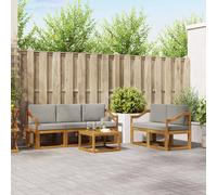 vidaXL Set di divani da esterno 6 pcs Grigio Naturale e Chiaro, Divano da esterno, mobili modulari, set per patio, sedute da giardino robuste per il comfort sulla terrazza