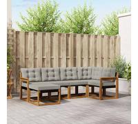 vidaXL Set di divani da esterno 6 pcs Grigio Naturale e Chiaro