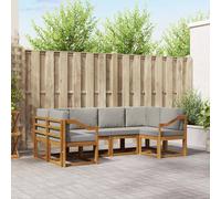 vidaXL Set di divani da esterno 6 pcs Grigio Naturale e Chiaro, Divano modulare in legno di acacia, set di mobili da esterno moderni, soluzione per soggiorno da giardino, decorazioni per il giardino