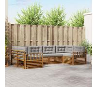 vidaXL Set di divani da esterno 6 pcs Grigio Naturale e Chiaro