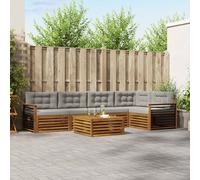 vidaXL Set di divani da esterno 6 pcs Grigio Naturale e Chiaro
