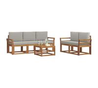 vidaXL Set di divani da esterno 6 pcs Grigio Naturale e Chiaro, Divano da esterno, mobili modulari, set per patio, sedute da giardino robuste per il comfort sulla terrazza