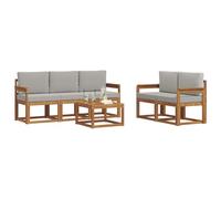 vidaXL Set di divani da esterno 6 pcs Grigio Naturale e Chiaro, Divano da esterno, mobili modulari, set per patio, sedute da giardino robuste per il comfort sulla terrazza