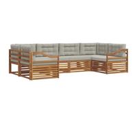 vidaXL Set di divani da esterno 6 pcs Grigio Naturale e Chiaro, Divano Giardino Moderno, Set Sezionale Resistente, Seduta Lounge Esterna, Mobili Comodi per Spazi Esterni