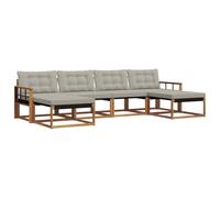 vidaXL Set di divani da esterno 6 pcs Grigio Naturale e Chiaro, Divano Sezionale da Giardino, Lounge Moderna, Seduta Resistente per Ambienti Esterni e Comfort in Terrazza