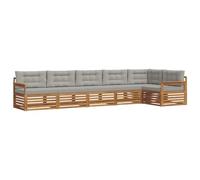 vidaXL Set di divani da esterno 6 pcs Grigio Naturale e Chiaro, Mobili da giardino, divano moderno per esterni, set sezionale per patio, comfort resistente per il terrazzo