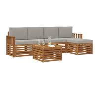 vidaXL Set di divani da esterno 6 pcs Grigio Naturale e Chiaro, Divano sezionale moderno per giardino, arredo patio resistente, comodo per il tuo soggiorno all'aperto
