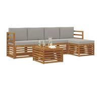 vidaXL Set di divani da esterno 6 pcs Grigio Naturale e Chiaro, Divano sezionale moderno per giardino, arredo patio resistente, comodo per il tuo soggiorno all'aperto