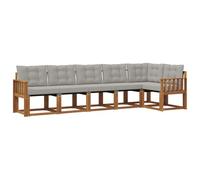 vidaXL Set di divani da esterno 6 pcs Grigio Naturale e Chiaro, Giardino, Set Lounge in Rattan, Divano Sezionale Robusto, Arredo per Esterni, Comfort Assicurato