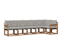 vidaXL Set di divani da esterno 6 pcs Grigio Naturale e Chiaro, Giardino, Set Lounge in Rattan, Divano Sezionale Robusto, Arredo per Esterni, Comfort Assicurato