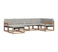 vidaXL Set di divani da esterno 6 pcs Grigio Naturale e Chiaro, Set di divani da giardino, lounge moderna, mobili resistenti, seduta in legno acacia, facile da pulire per esterni