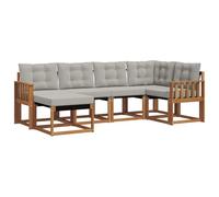 vidaXL Set di divani da esterno 6 pcs Grigio Naturale e Chiaro, Set di divani da giardino moderni, comodi per esterni, divano resistente, collezione di mobili impermeabili