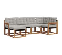 vidaXL Set di divani da esterno 6 pcs Grigio Naturale e Chiaro, Set di divani da giardino moderni, comodi per esterni, divano resistente, collezione di mobili impermeabili