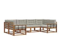 vidaXL Set di divani da esterno 6 pcs Grigio Naturale e Chiaro, Set di divani in legno massello di acacia, mobili da giardino moderni, seduta a bordo piscina, lounge in giardino, patio