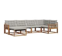 vidaXL Set di divani da esterno 6 pcs Grigio Naturale e Chiaro, Set di divani da giardino, lounge moderna, mobili resistenti, seduta in legno acacia, facile da pulire per esterni