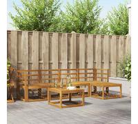 vidaXL Set di divani da esterno 6 pcs Naturale, Set da giardino, divano in acacia moderno, robusto angolare all'aperto, divano elegante per il patio