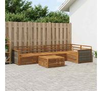 vidaXL Set di divani da esterno 6 pcs Naturale, Arredamento da giardino, divano moderno, comodo set sezionale per rilassarsi in terrazza