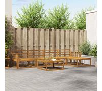 vidaXL Set di divani da esterno 6 pcs Naturale, Set di divani da esterno moderno, Lounge da patio, Sezionale resistente alle intemperie, Mobili da giardino, Design in legno di acacia