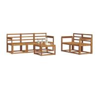 vidaXL Set di divani da esterno 6 pcs Naturale, Divano da esterno, mobili modulari, set per patio, sedute da giardino robuste per il comfort sulla terrazza
