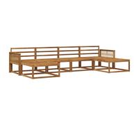 vidaXL Set di divani da esterno 6 pcs Naturale, Set di divani moderni in acacia, arredo da giardino resistente, comodo per giardino e relax a bordo piscina