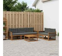 vidaXL Set di divani da esterno 6 pcs Naturale e Antracite, Set di mobili da giardino moderno, collezione divani all'aperto, lounge in giardino, postazione in piscina