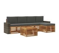 vidaXL Set di divani da esterno 6 pcs Naturale e Antracite, Arredamento da giardino, divano moderno all'aperto, set angolare, lounge patio, comfort per terrazza