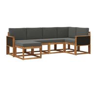 vidaXL Set di divani da esterno 6 pcs Naturale e Antracite, Divano da Giardino, Set Moderno per Esterni, Mobili Resistenti, Lounge Patios e Terrazzi per Rilassarsi