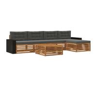 vidaXL Set di divani da esterno 6 pcs Naturale e Antracite, Divano da patio, set moderno, resistente agli agenti atmosferici, lounge da giardino, comodo per spazi relax