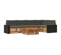 vidaXL Set di divani da esterno 6 pcs Naturale e Antracite, Divano Sezionale da Patio, Set Lounge Moderno, Mobili da Giardino Resistenti, Comodo per il Tuo Terrazzo