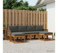 vidaXL Set di divani da esterno 6 pcs Naturale e Antracite Poliestere