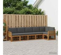 vidaXL Set di divani da esterno 6 pcs Naturale e Antracite Poliestere, Divano Sezionale Moderno per Giardino, Resistente alle Intemperie, Comfort per Patio e Terrazzo