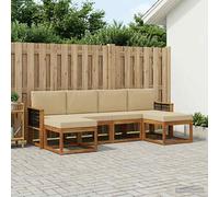 vidaXL Set di divani da esterno 6 pcs Naturale e Beige Poliestere, Divano da giardino moderno, resistente alle intemperie, stile minimalista per relax chic in cortile