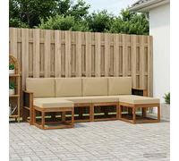 vidaXL Set di divani da esterno 6 pcs Naturale e Beige Poliestere, Divano da giardino moderno, resistente alle intemperie, stile minimalista per relax chic in cortile