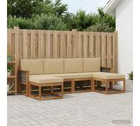 vidaXL Set di divani da esterno 6 pcs Naturale e Beige Poliestere, Divano da giardino moderno, resistente alle intemperie, stile minimalista per relax chic in cortile