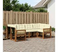 vidaXL Set di divani da esterno con cuscino 6 pcs Naturale e Crema, Collezione Giardino Moderna, Set Divani Resistente per Esterni, Relax a Bordo Piscina e Giardino
