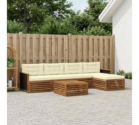 vidaXL Set di divani da esterno 6 pcs Naturale e Crema 79 x 79 x 37 cm, Divano da patio, set moderno, resistente agli agenti atmosferici, lounge da giardino, comodo per spazi relax