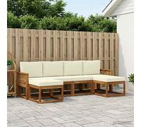 vidaXL Set di divani da esterno 6 pcs Naturale e Crema Poliestere, Divano da giardino moderno, resistente alle intemperie, stile minimalista per relax chic in cortile