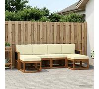 vidaXL Set di divani da esterno 6 pcs Naturale e Crema Poliestere, Divano da giardino moderno, resistente alle intemperie, stile minimalista per relax chic in cortile